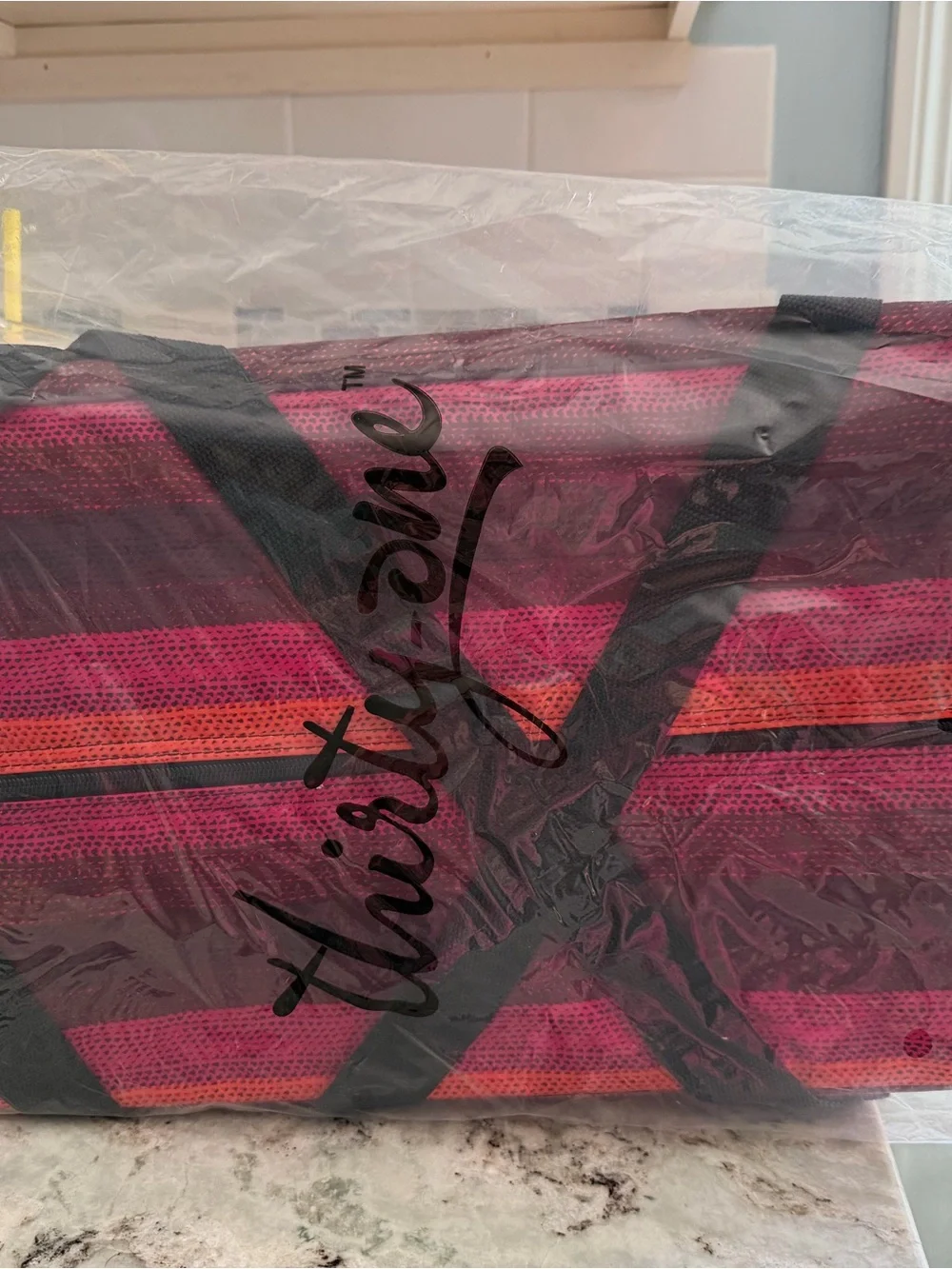 Thirty-one Pink and Red Striped Fresh Market Thermal Tote.
